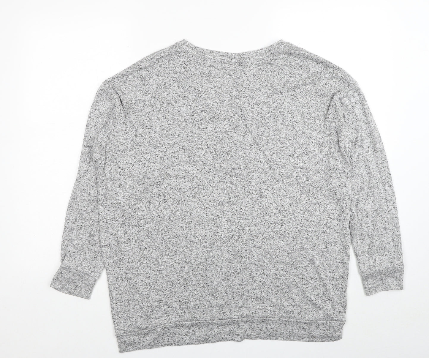Papaya Womens Grey V-Neck Viscose Pullover Jumper Size 14