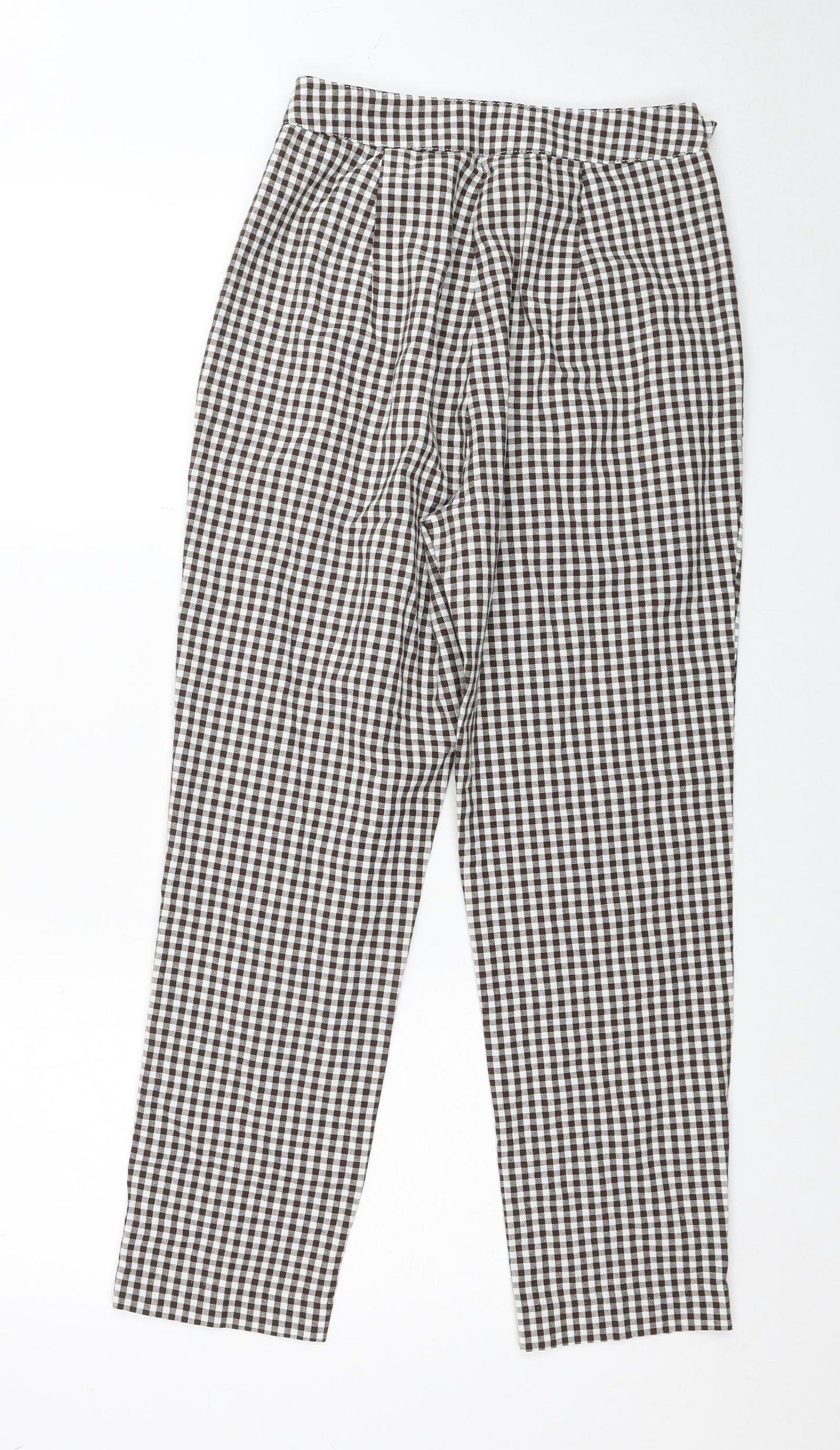 ASOS Womens Brown Check Cotton Trousers Size 6 Regular Zip