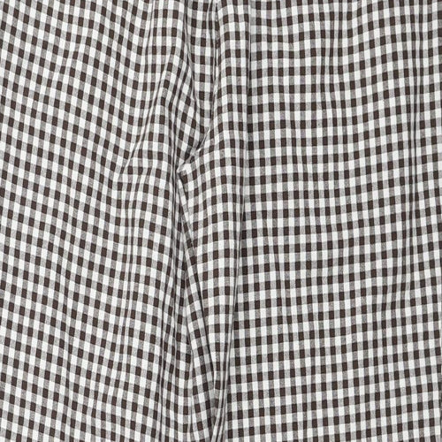 ASOS Womens Brown Check Cotton Trousers Size 6 Regular Zip