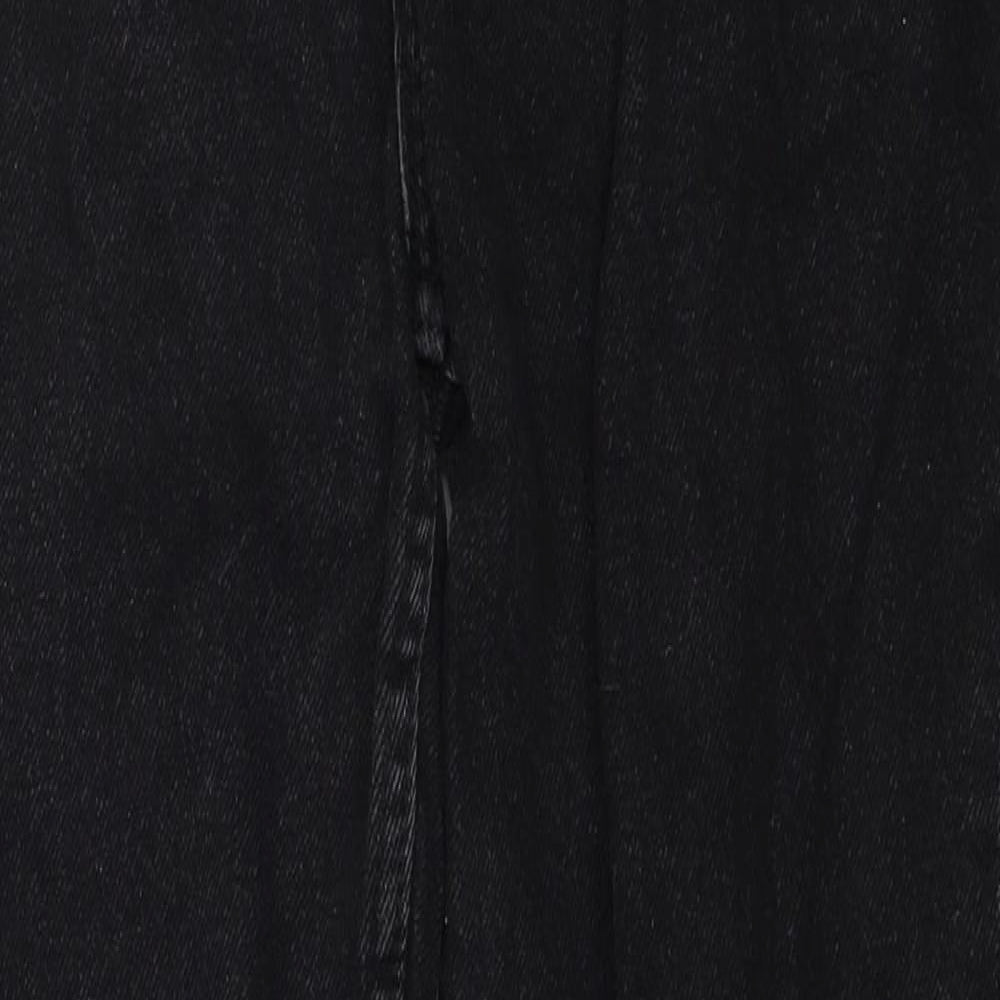 Bershka Womens Black Cotton Mom Jeans Size 10 Regular Zip
