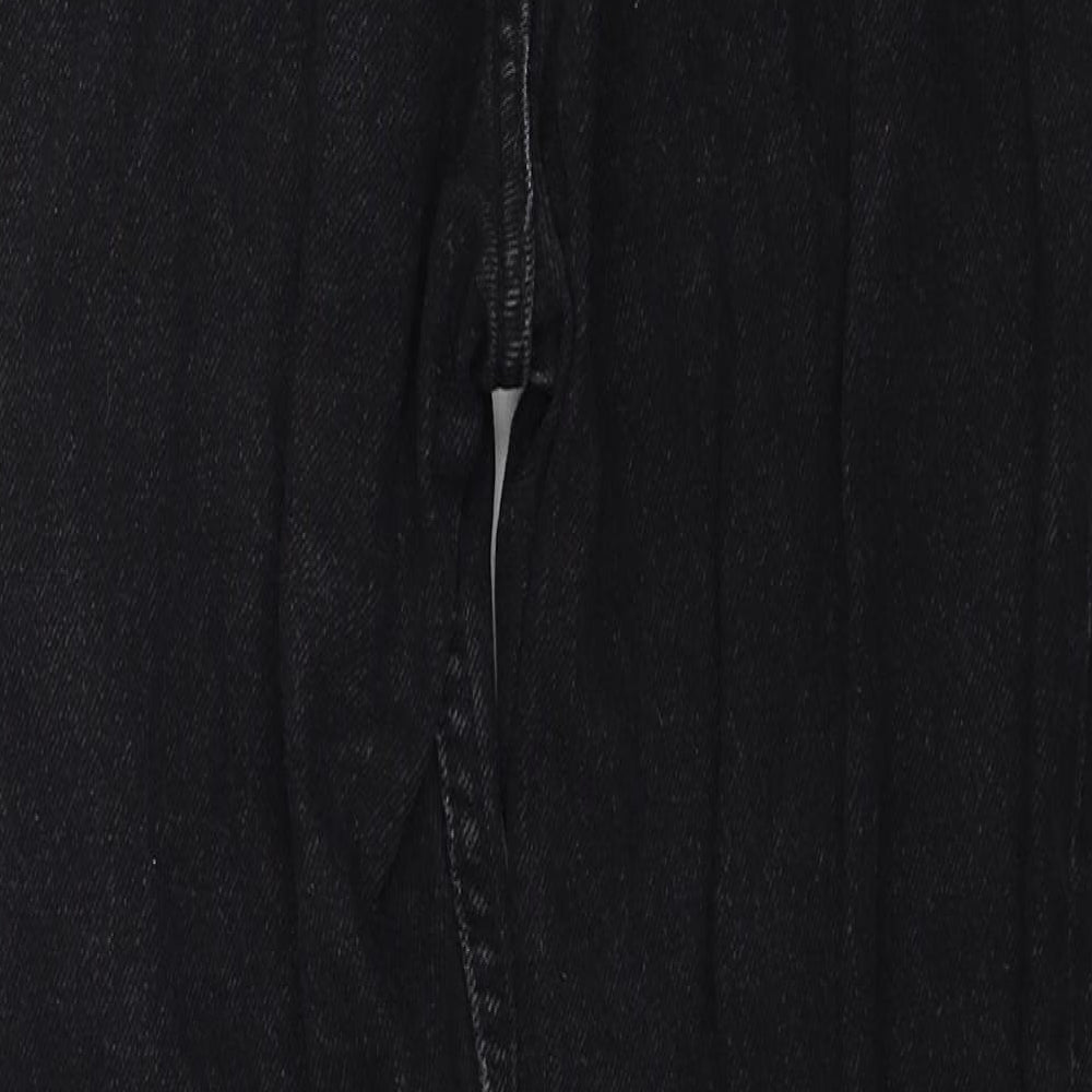 Bershka Womens Black Cotton Mom Jeans Size 10 Regular Zip