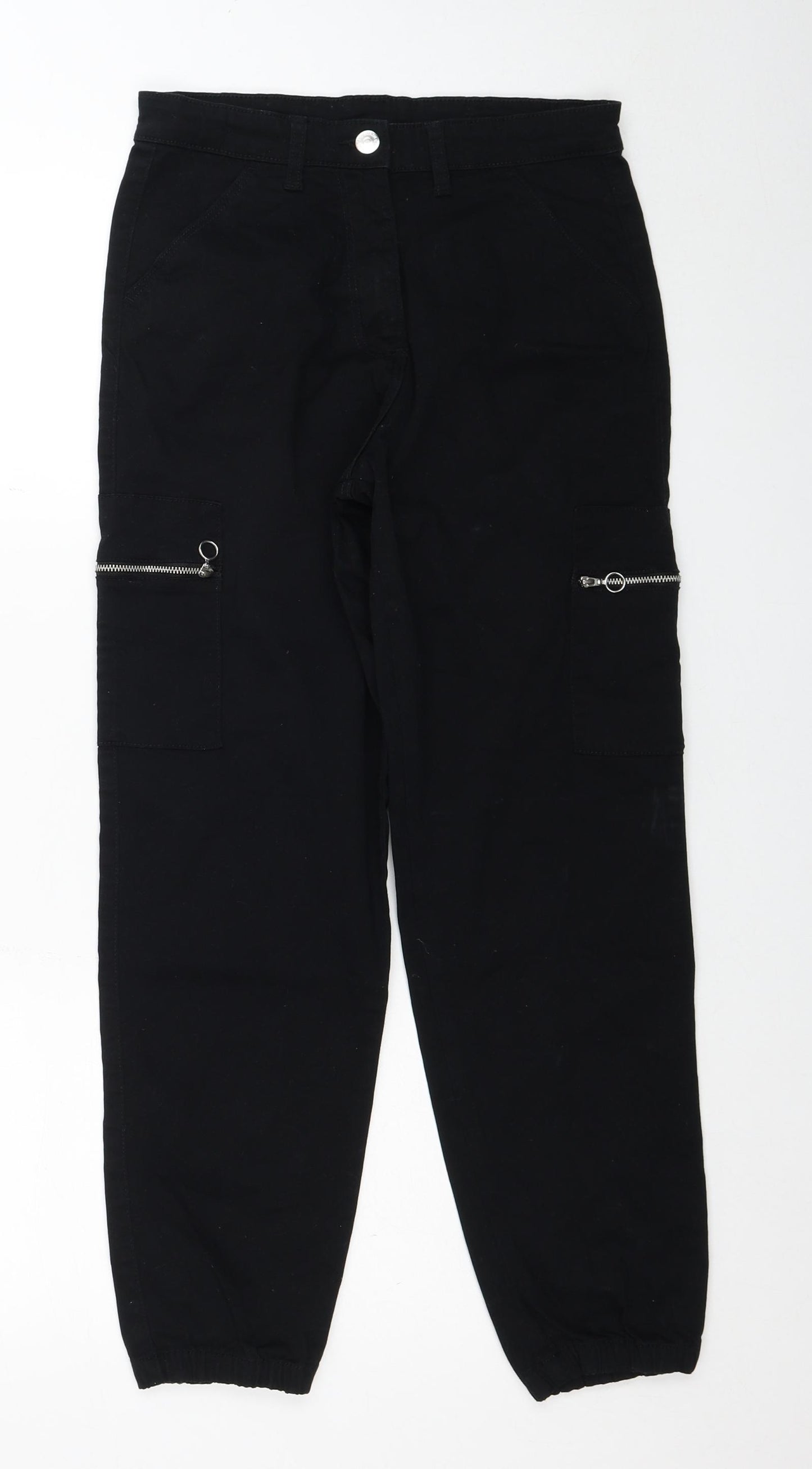 Candy Girls Black Cotton Tapered Jeans Size 15 Years Regular Zip