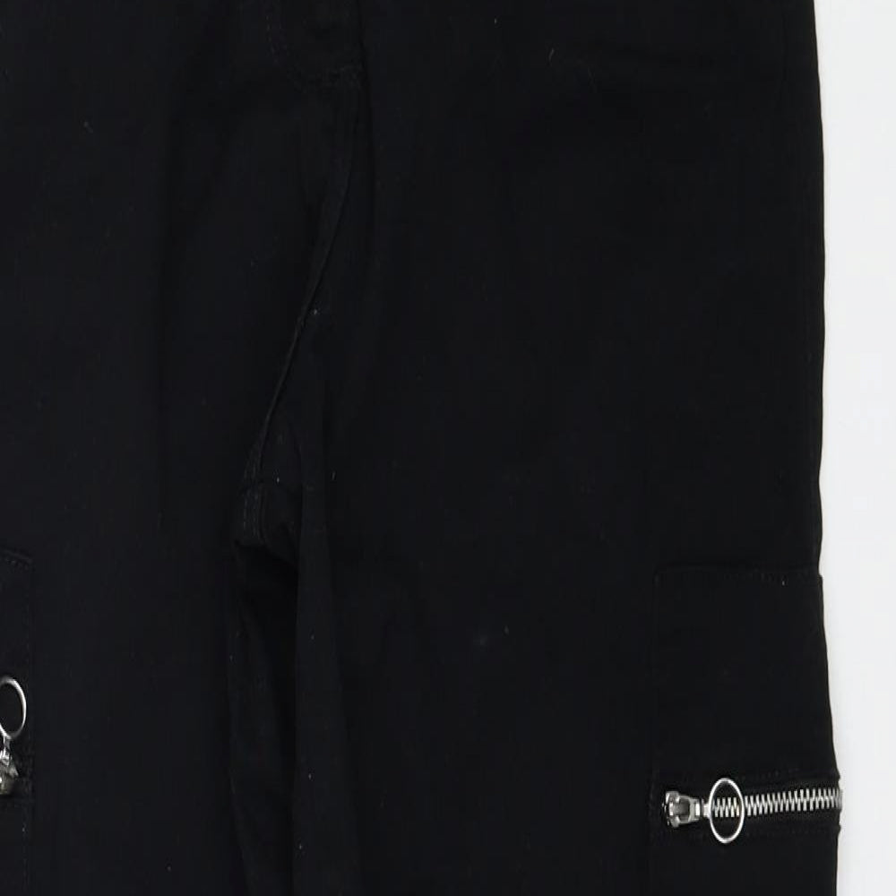Candy Girls Black Cotton Tapered Jeans Size 15 Years Regular Zip