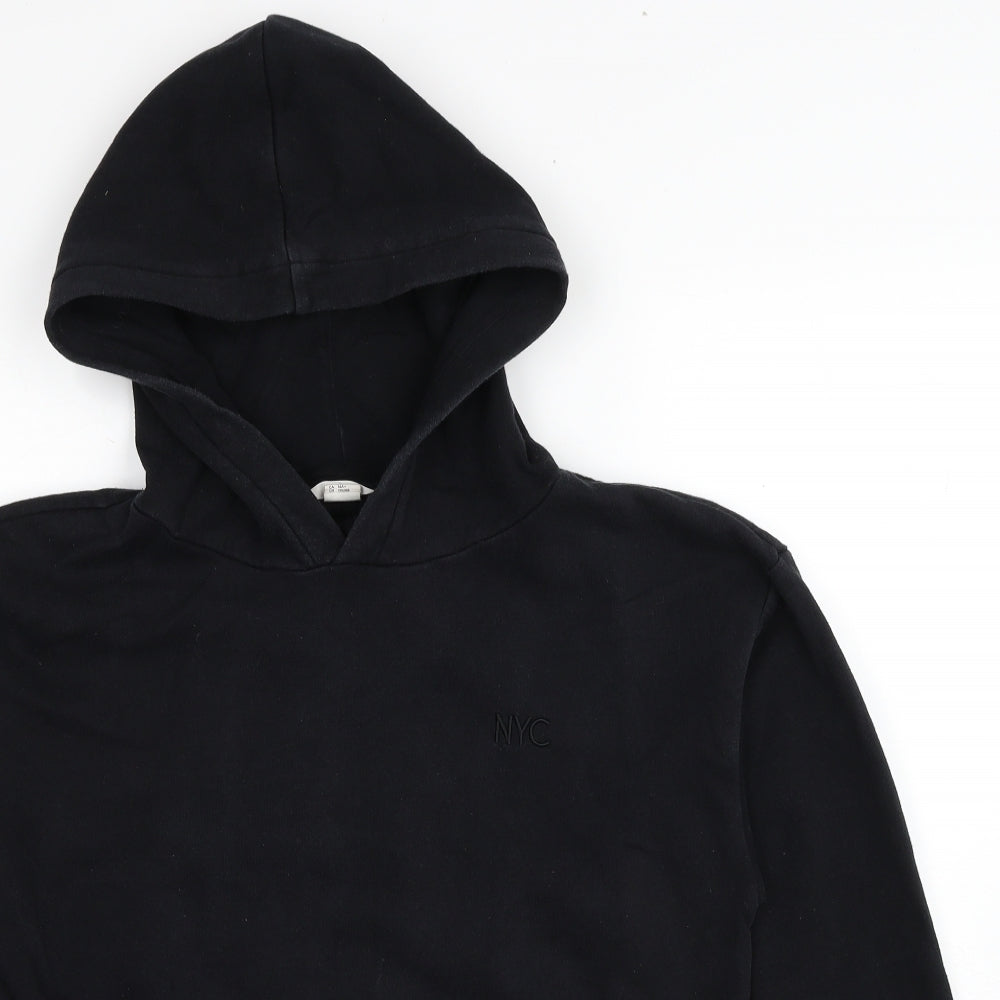 H&M Girls Black Cotton Pullover Hoodie Size 14-15 Years Pullover