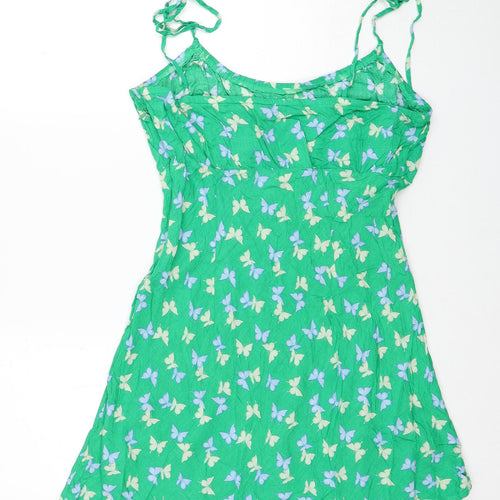 Divided by H&M Womens Green Geometric Viscose Mini Size L Scoop Neck Pullover - Butterfly