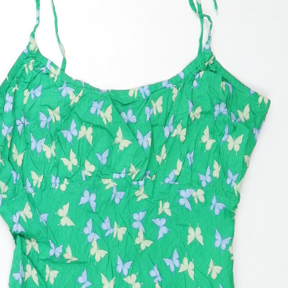 Divided by H&M Womens Green Geometric Viscose Mini Size L Scoop Neck Pullover - Butterfly