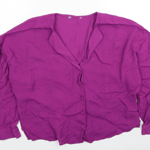 NEXT Womens Purple Viscose Basic Blouse Size 14 V-Neck