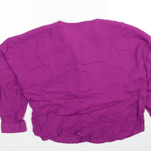 NEXT Womens Purple Viscose Basic Blouse Size 14 V-Neck