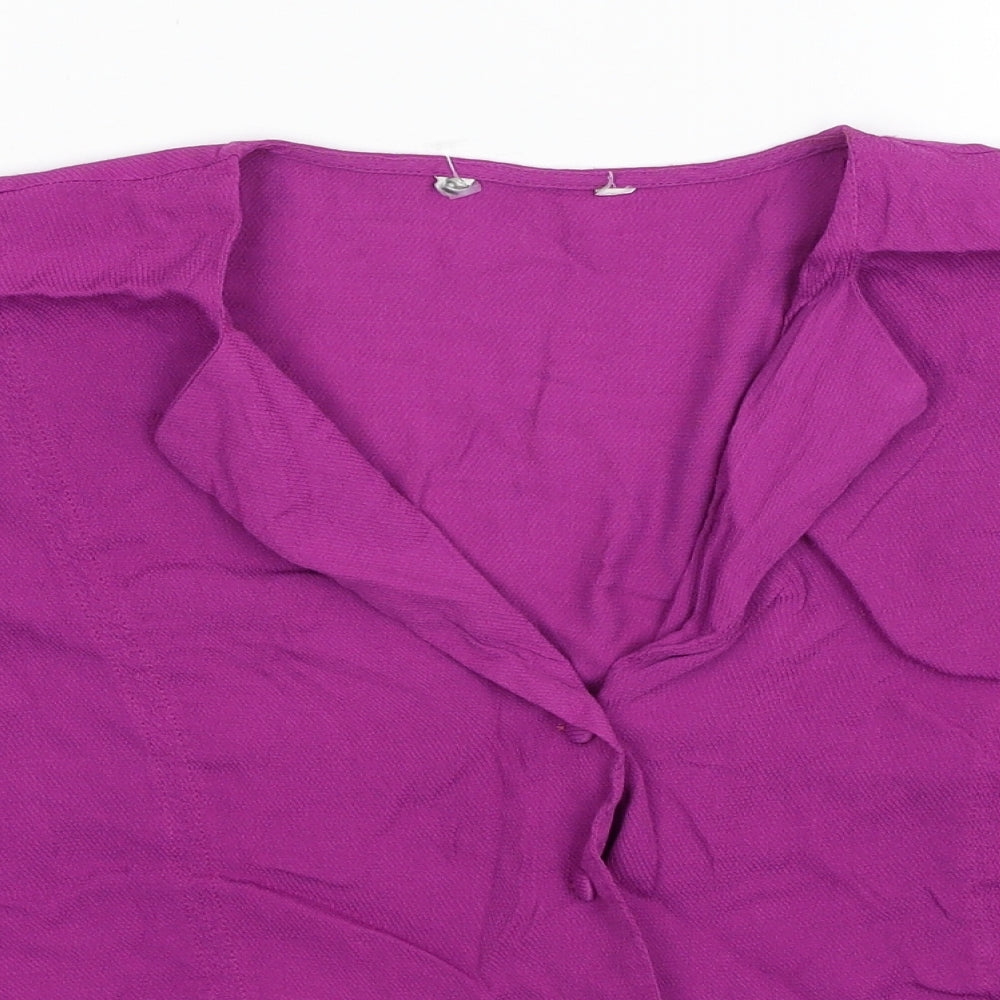 NEXT Womens Purple Viscose Basic Blouse Size 14 V-Neck