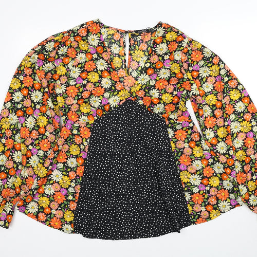 Boohoo Womens Multicoloured Floral Polyester Basic Blouse Size 10 V-Neck