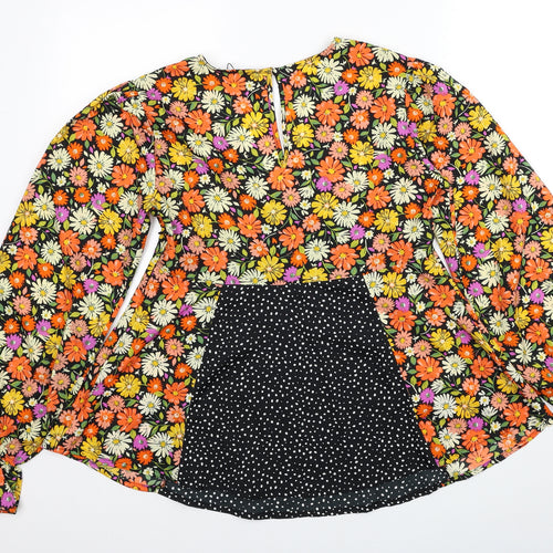 Boohoo Womens Multicoloured Floral Polyester Basic Blouse Size 10 V-Neck
