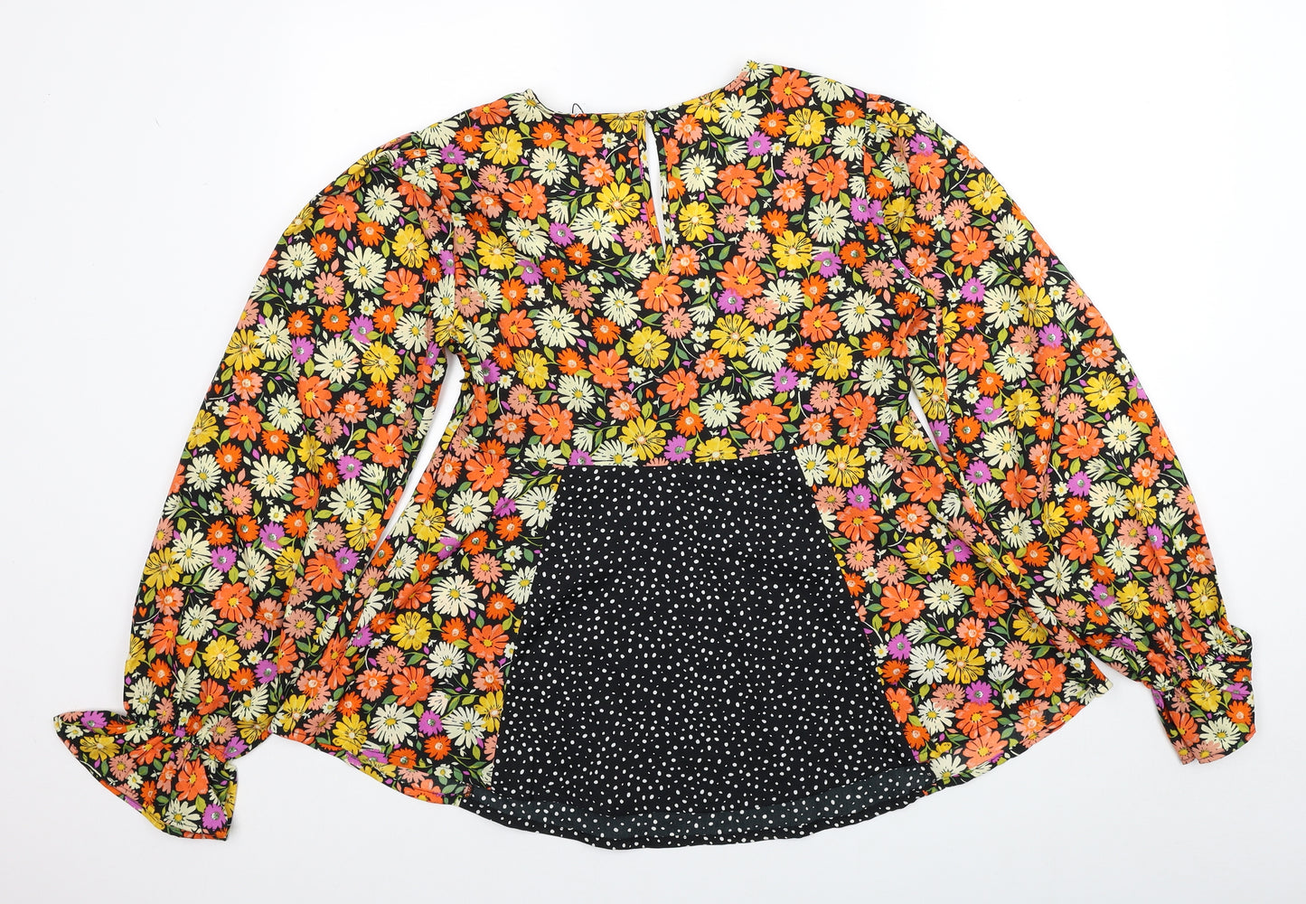Boohoo Womens Multicoloured Floral Polyester Basic Blouse Size 10 V-Neck