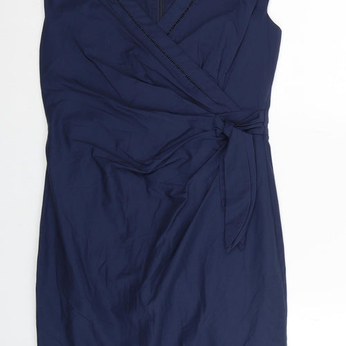 Coast Womens Blue Cotton A-Line Size 12 V-Neck Zip