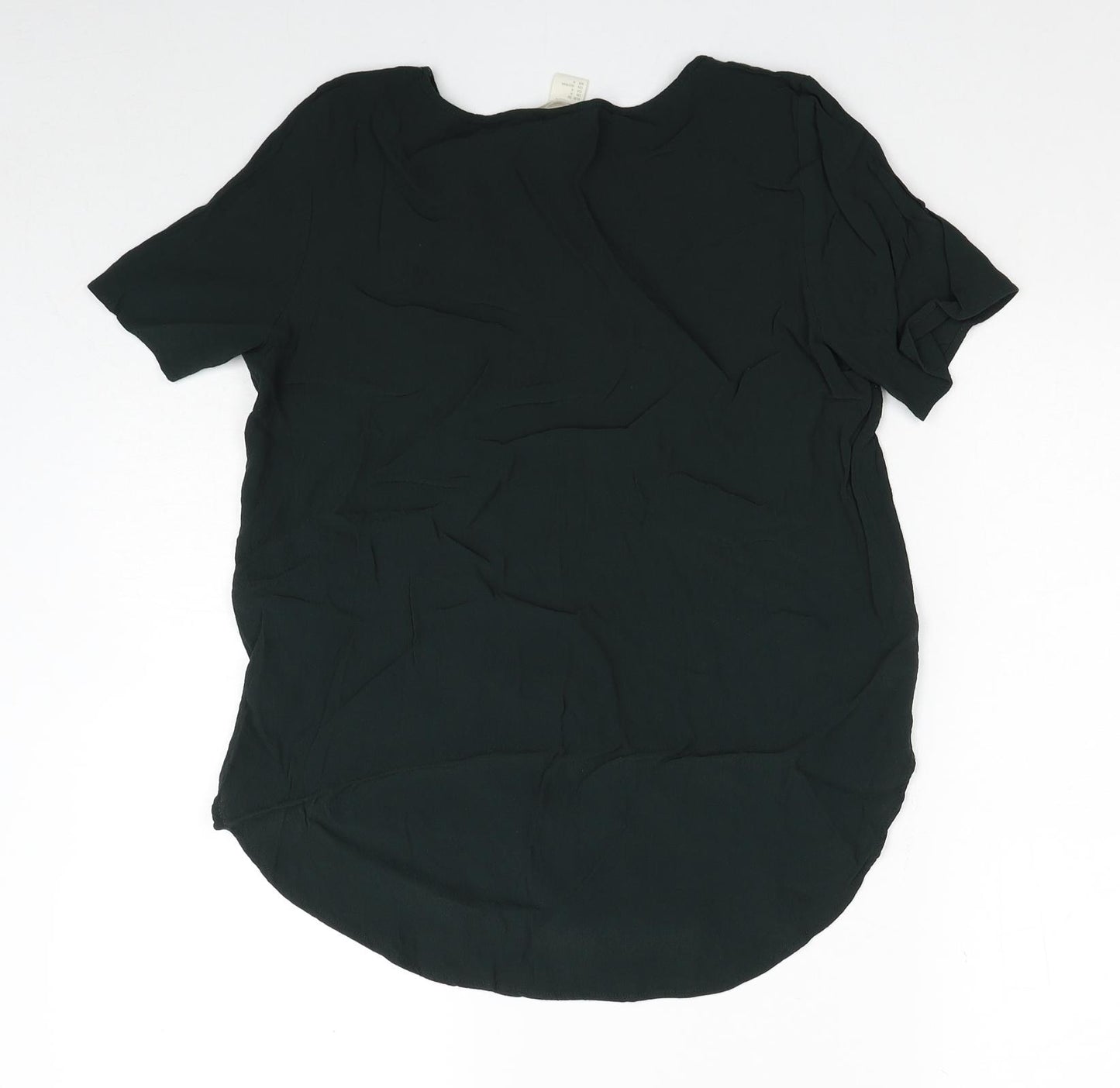 H&M Womens Green Viscose Basic Blouse Size 8 V-Neck