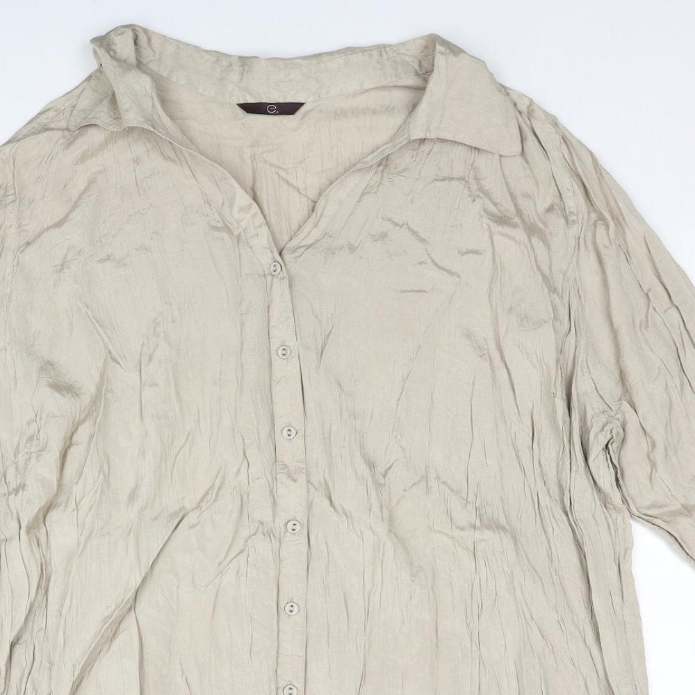 Arcadia Womens Beige Viscose Basic Button-Up Size 30 Collared