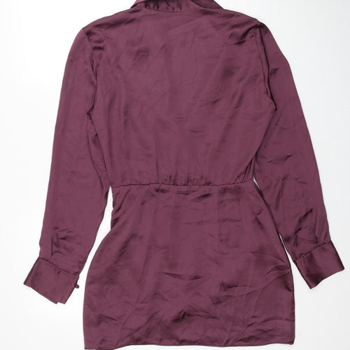 Zara Womens Purple Polyester A-Line Size S Collared Zip