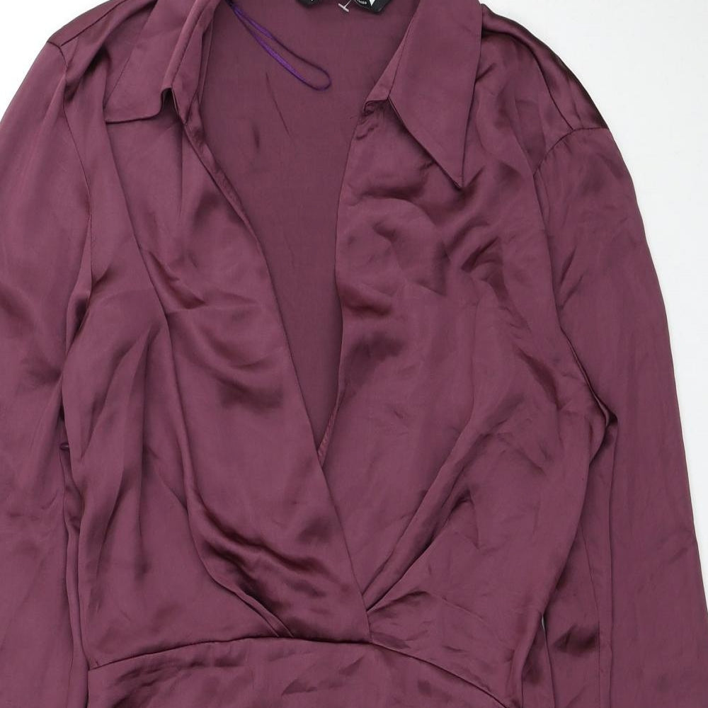 Zara Womens Purple Polyester A-Line Size S Collared Zip
