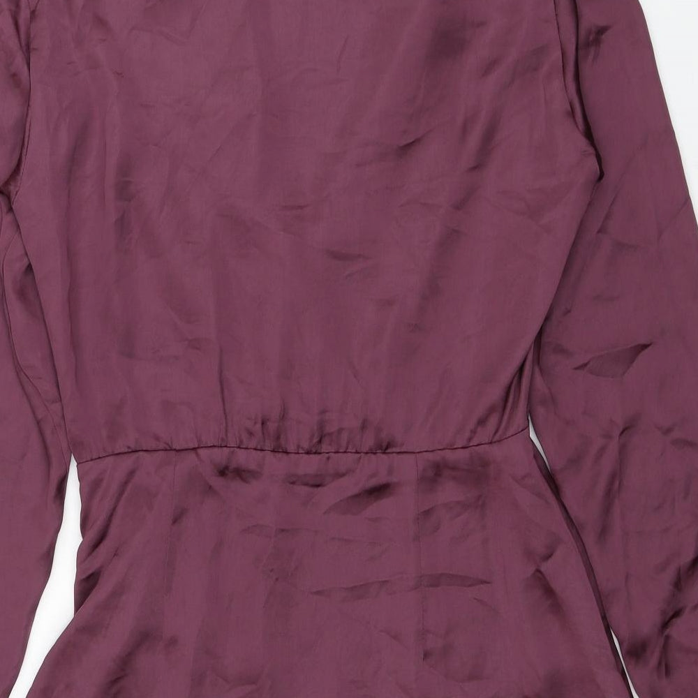 Zara Womens Purple Polyester A-Line Size S Collared Zip