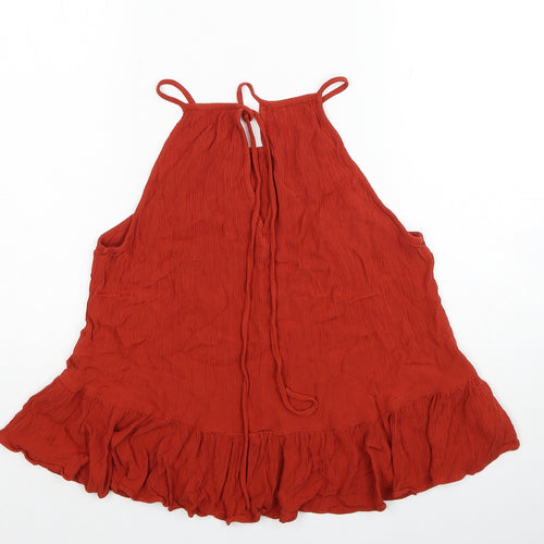 ASOS Womens Red Viscose Basic Tank Size 14 Round Neck
