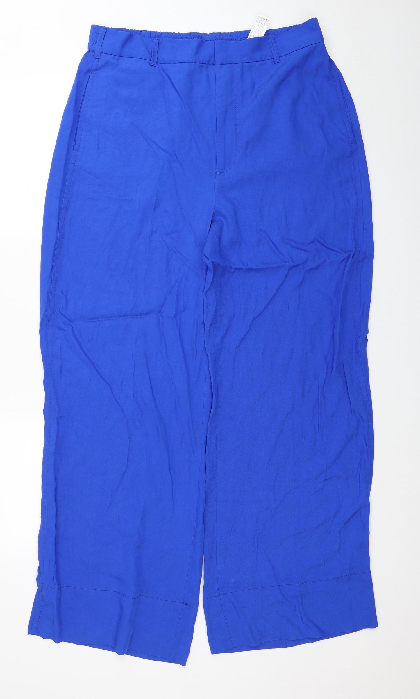 Zara Womens Blue Viscose Trousers Size XL Regular Zip