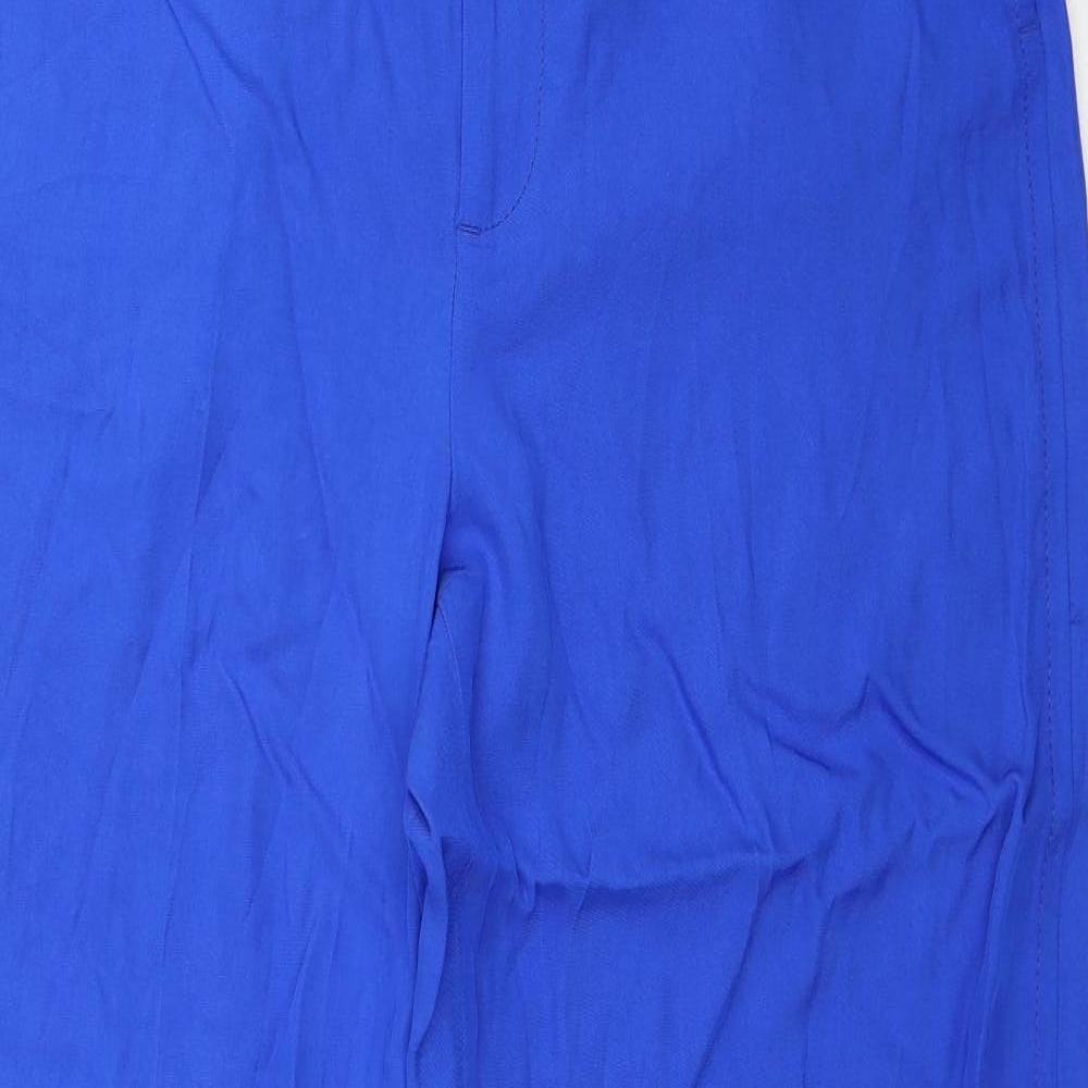 Zara Womens Blue Viscose Trousers Size XL Regular Zip