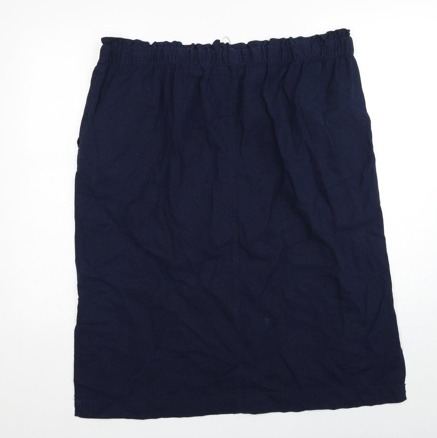 Marks and Spencer Womens Blue Linen A-Line Skirt Size 20 Drawstring
