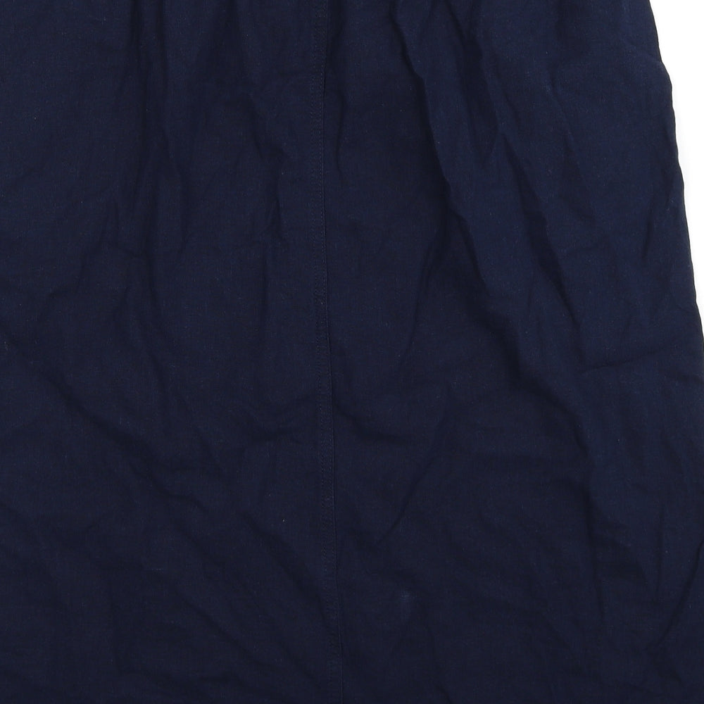 Marks and Spencer Womens Blue Linen A-Line Skirt Size 20 Drawstring