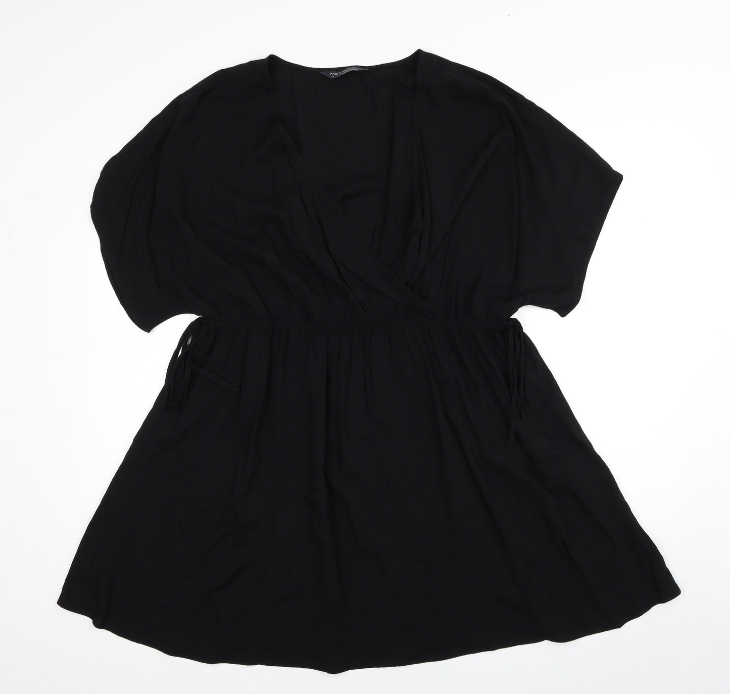 Marks and Spencer Womens Black Viscose Fit & Flare Size 18 V-Neck Pullover