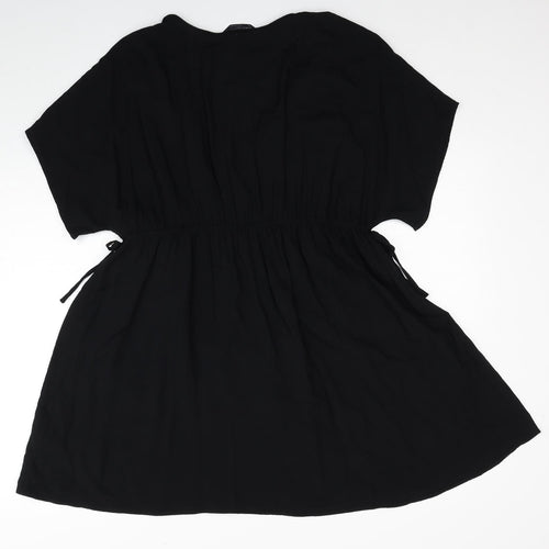 Marks and Spencer Womens Black Viscose Fit & Flare Size 18 V-Neck Pullover