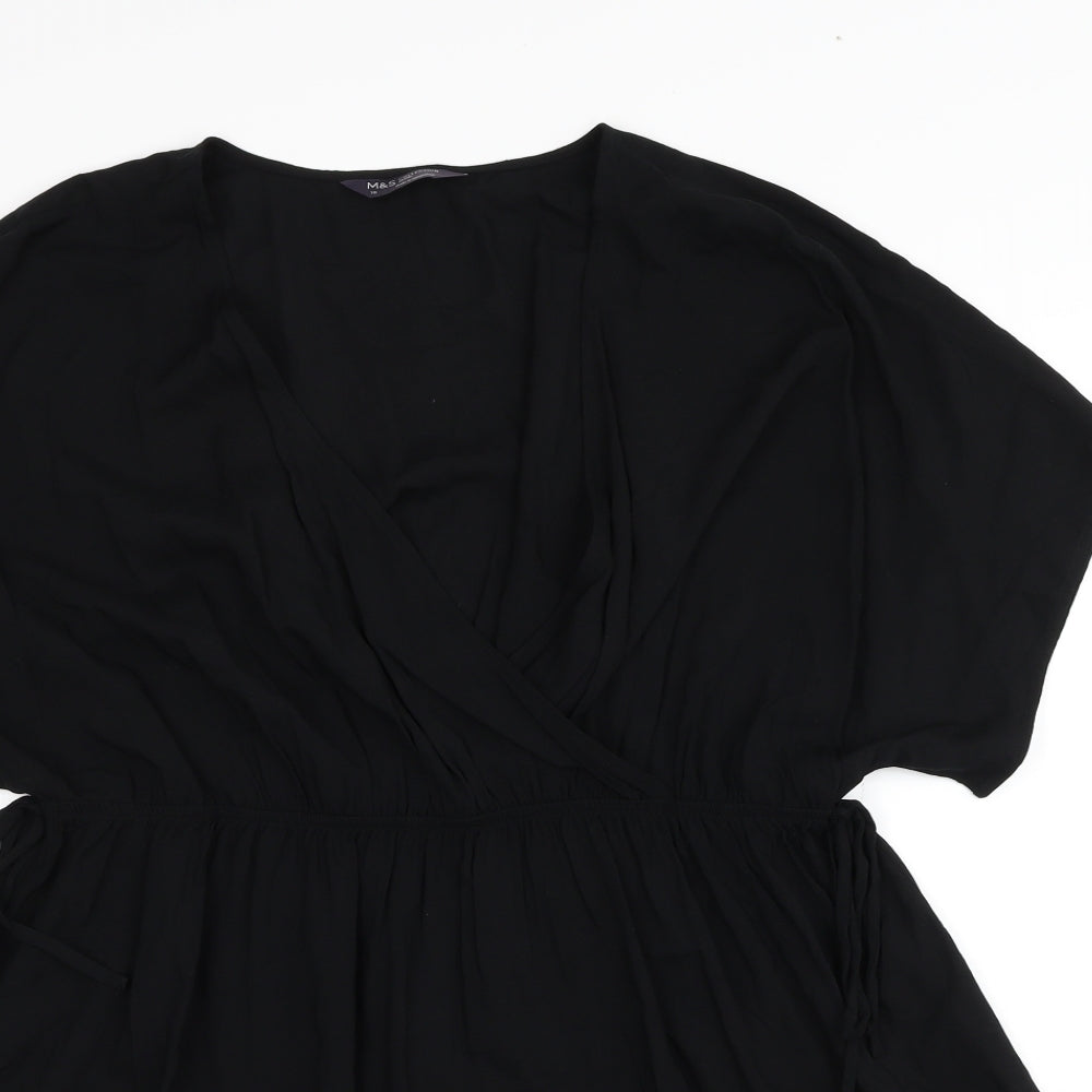 Marks and Spencer Womens Black Viscose Fit & Flare Size 18 V-Neck Pullover