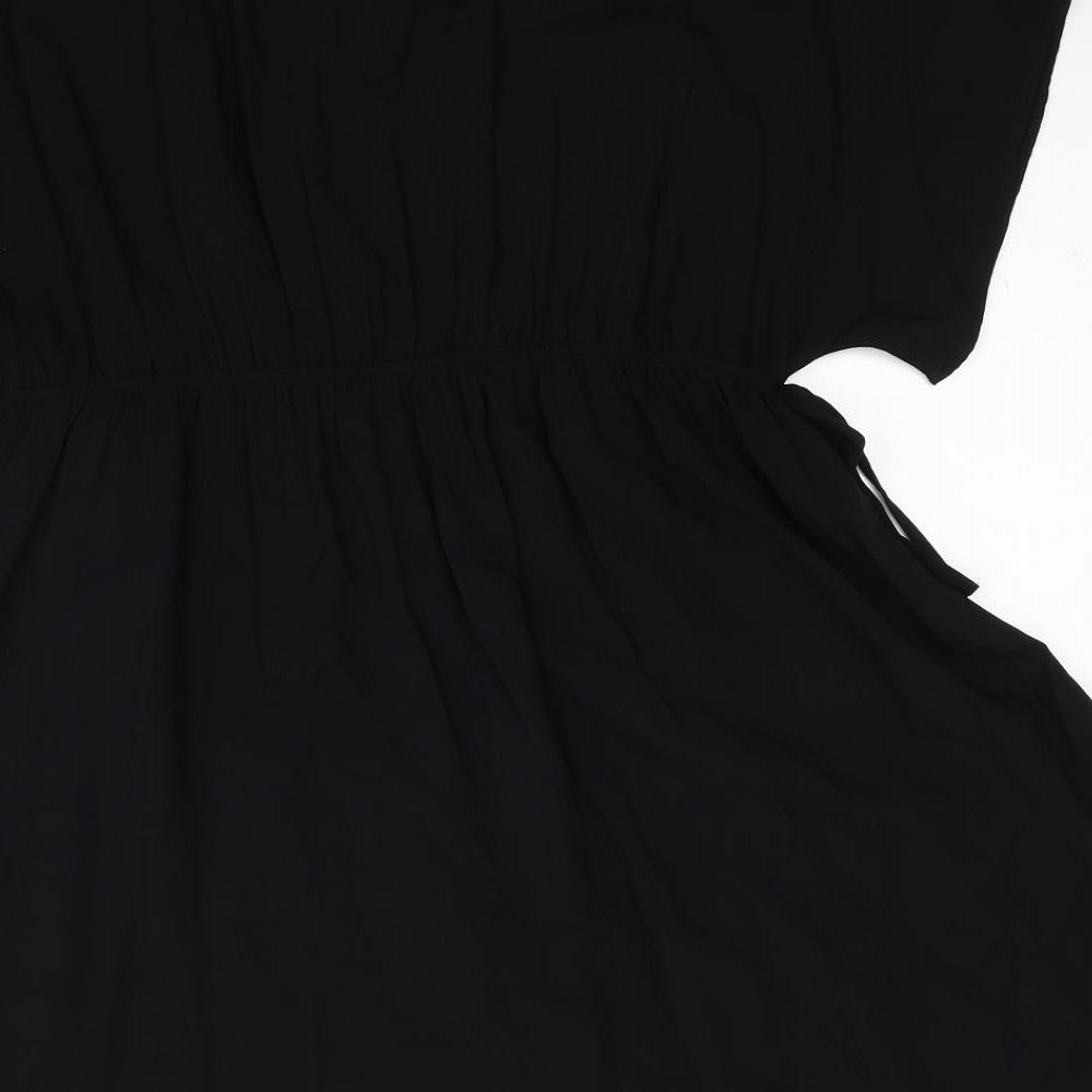 Marks and Spencer Womens Black Viscose Fit & Flare Size 18 V-Neck Pullover