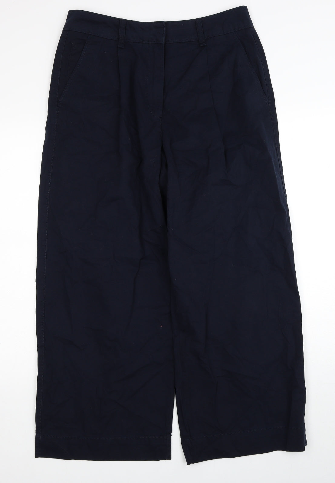 Marks and Spencer Womens Blue Cotton Trousers Size 14 Regular Zip