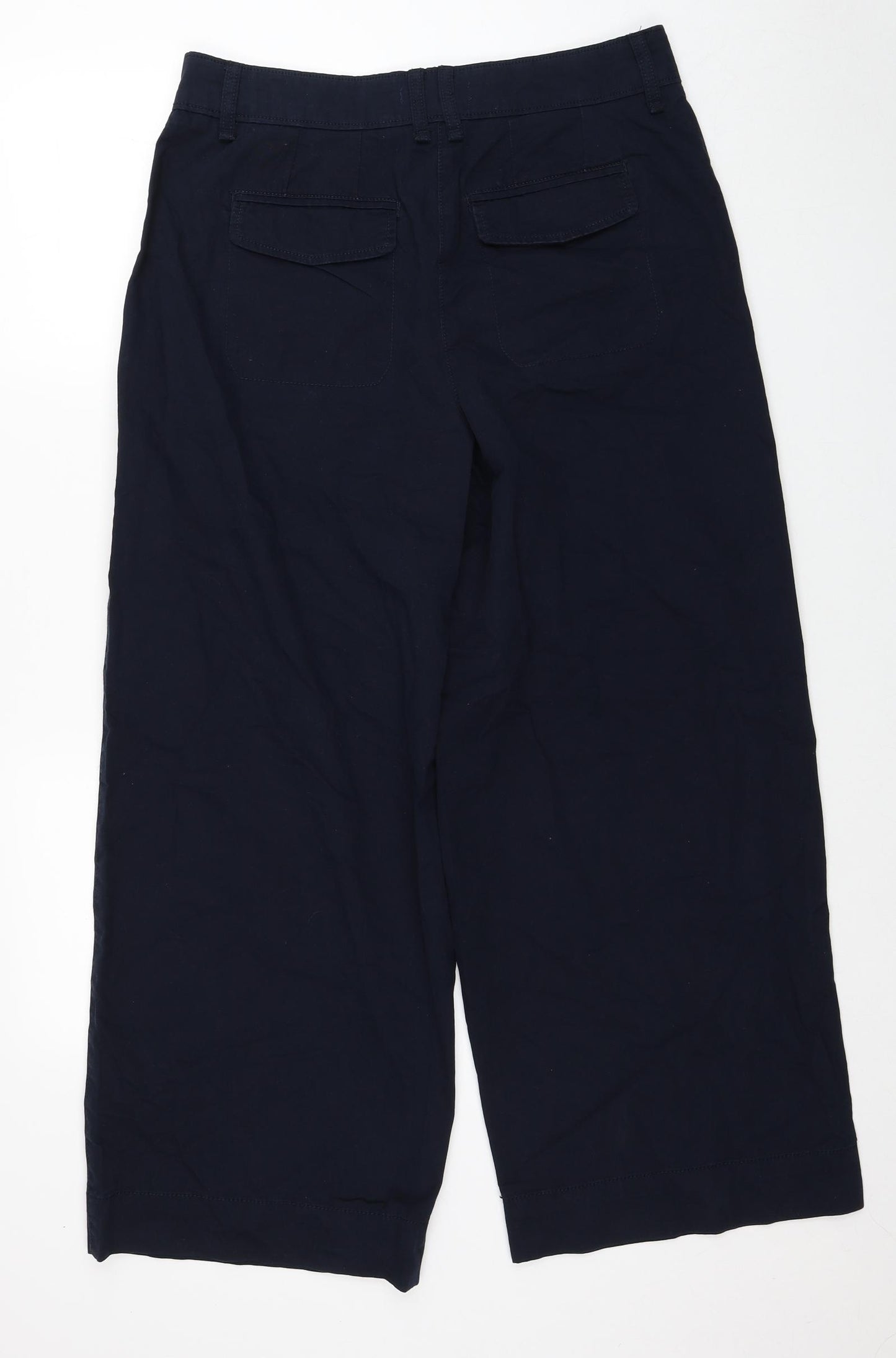 Marks and Spencer Womens Blue Cotton Trousers Size 14 Regular Zip