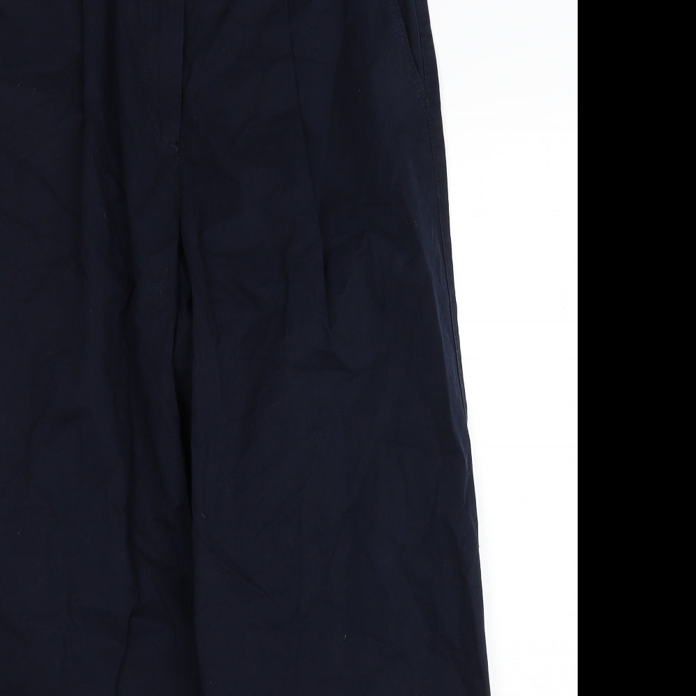 Marks and Spencer Womens Blue Cotton Trousers Size 14 Regular Zip