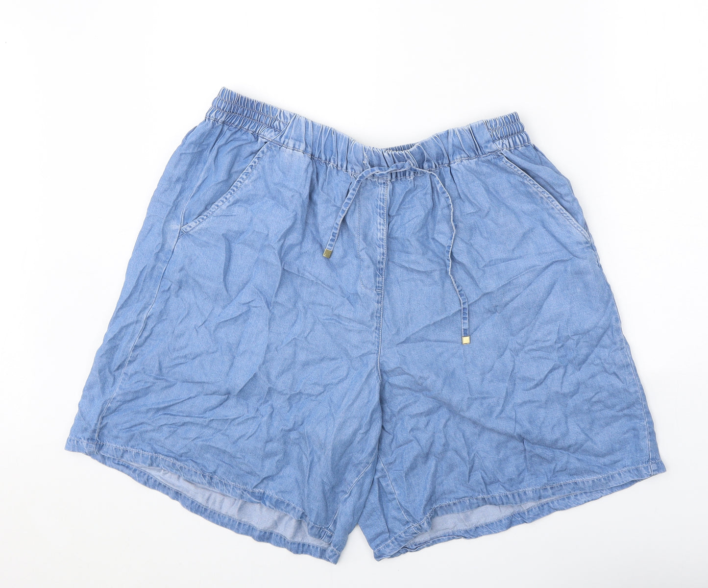 Julipa Womens Blue Lyocell Mom Shorts Size 18 Regular Tie