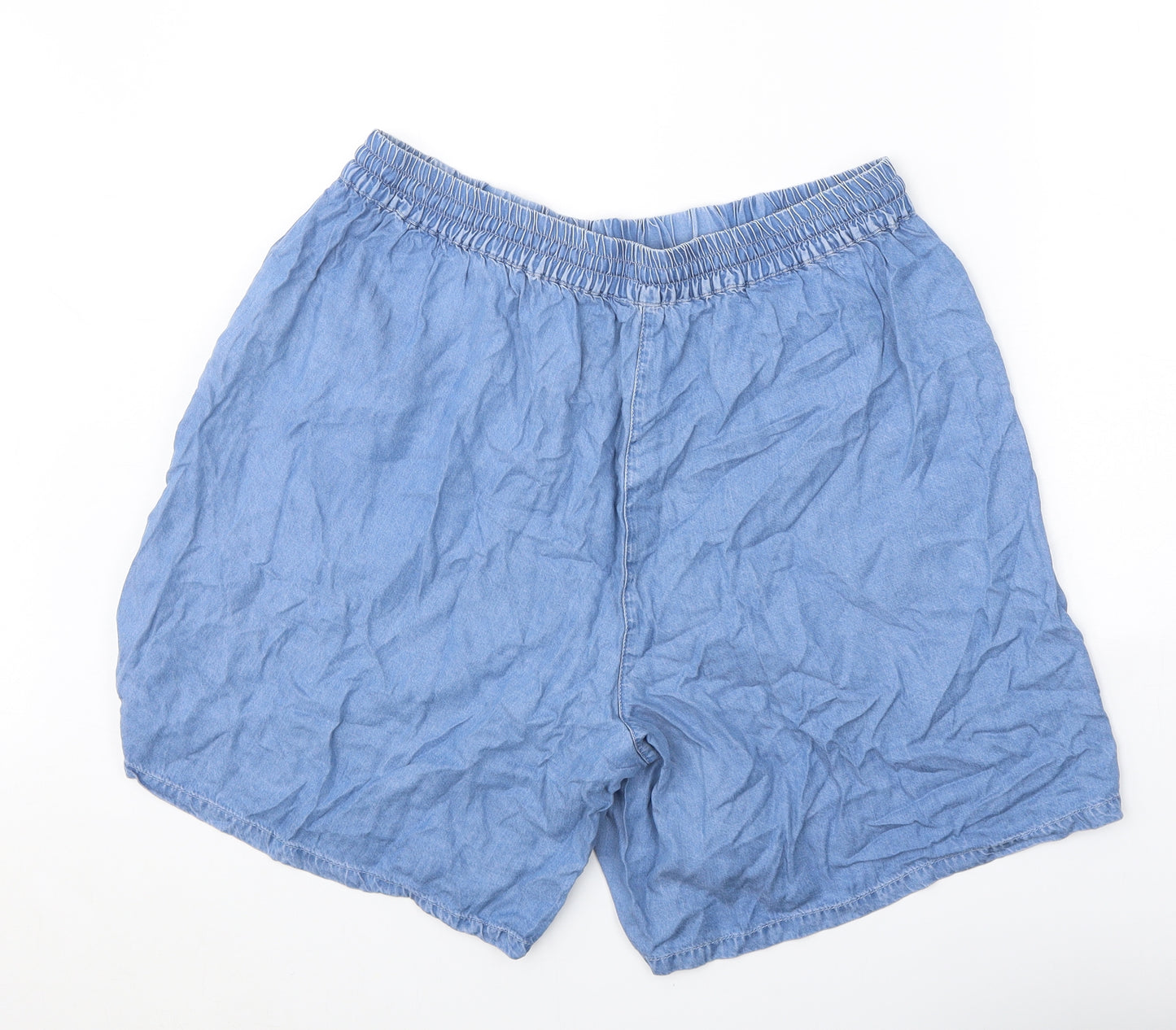 Julipa Womens Blue Lyocell Mom Shorts Size 18 Regular Tie