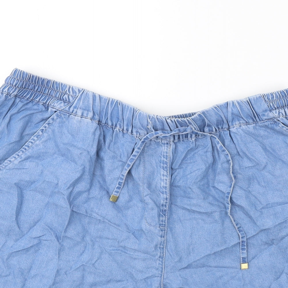 Julipa Womens Blue Lyocell Mom Shorts Size 18 Regular Tie
