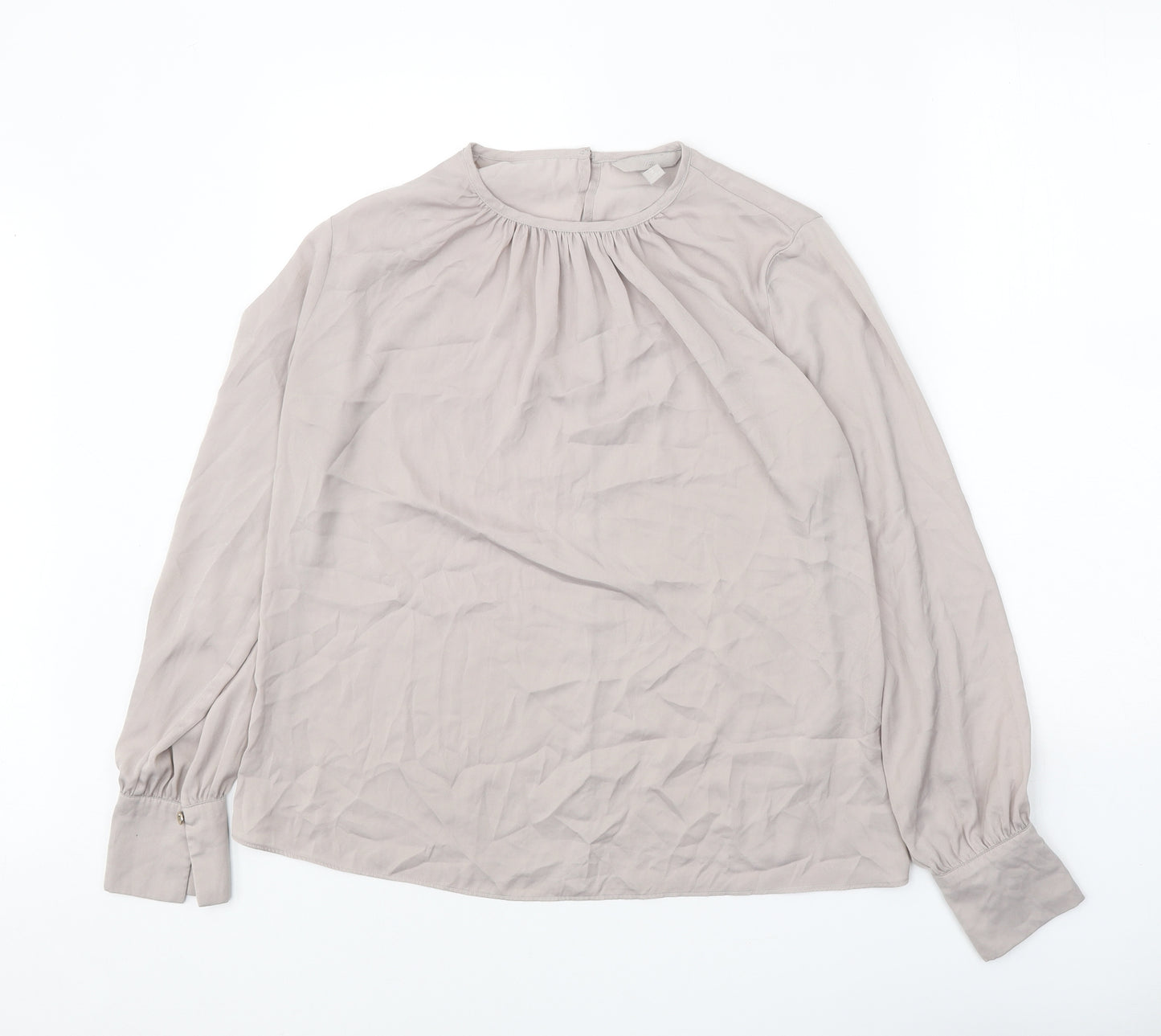 H&M Womens Grey Polyester Basic Blouse Size M Round Neck