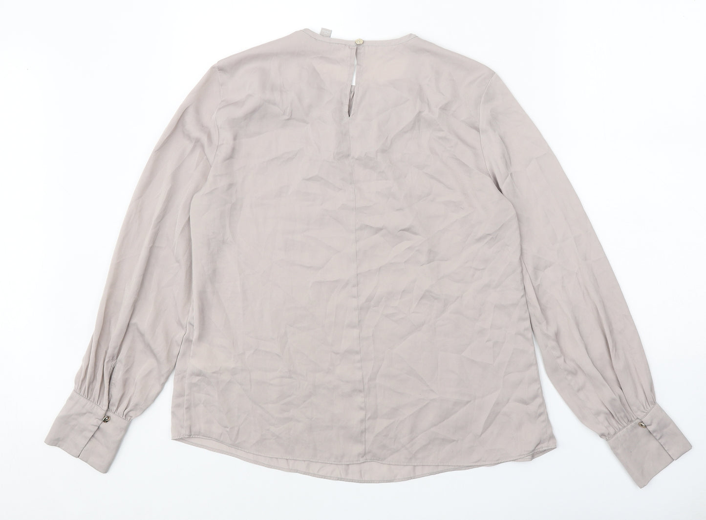 H&M Womens Grey Polyester Basic Blouse Size M Round Neck