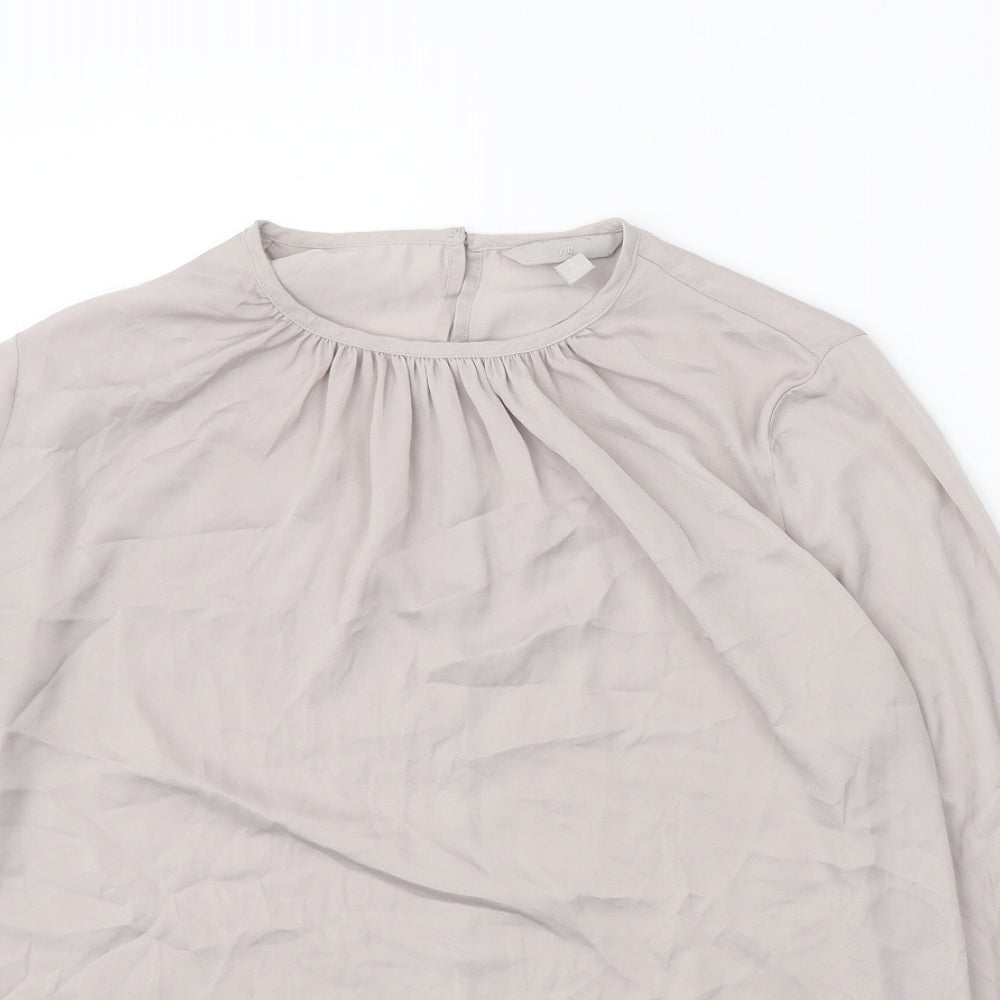 H&M Womens Grey Polyester Basic Blouse Size M Round Neck