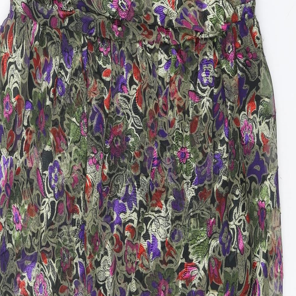 Preworn Womens Gold Geometric Polyester Straight & Pencil Skirt Size 10 Zip