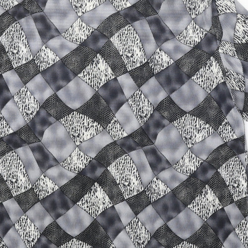 Saloos Womens Grey Geometric Polyester Basic Blouse Size 14 Round Neck