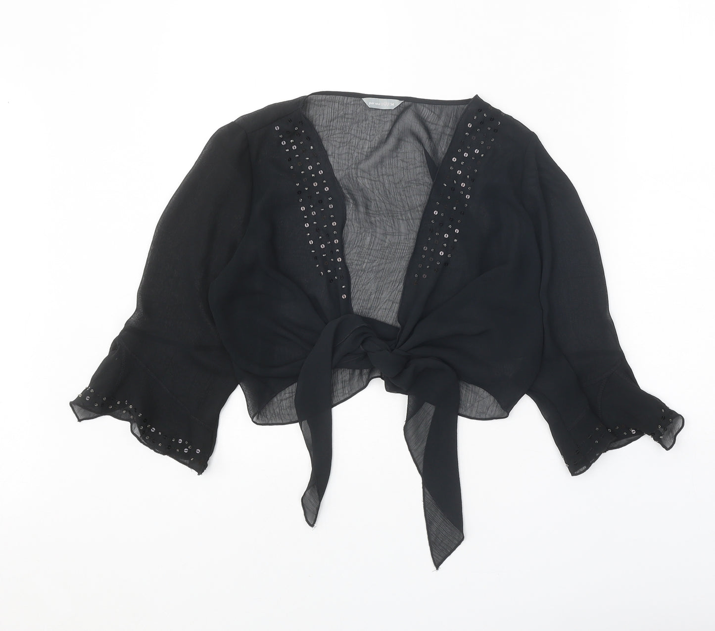 Per Una Womens Black Polyester Kimono Blouse Size 14 V-Neck