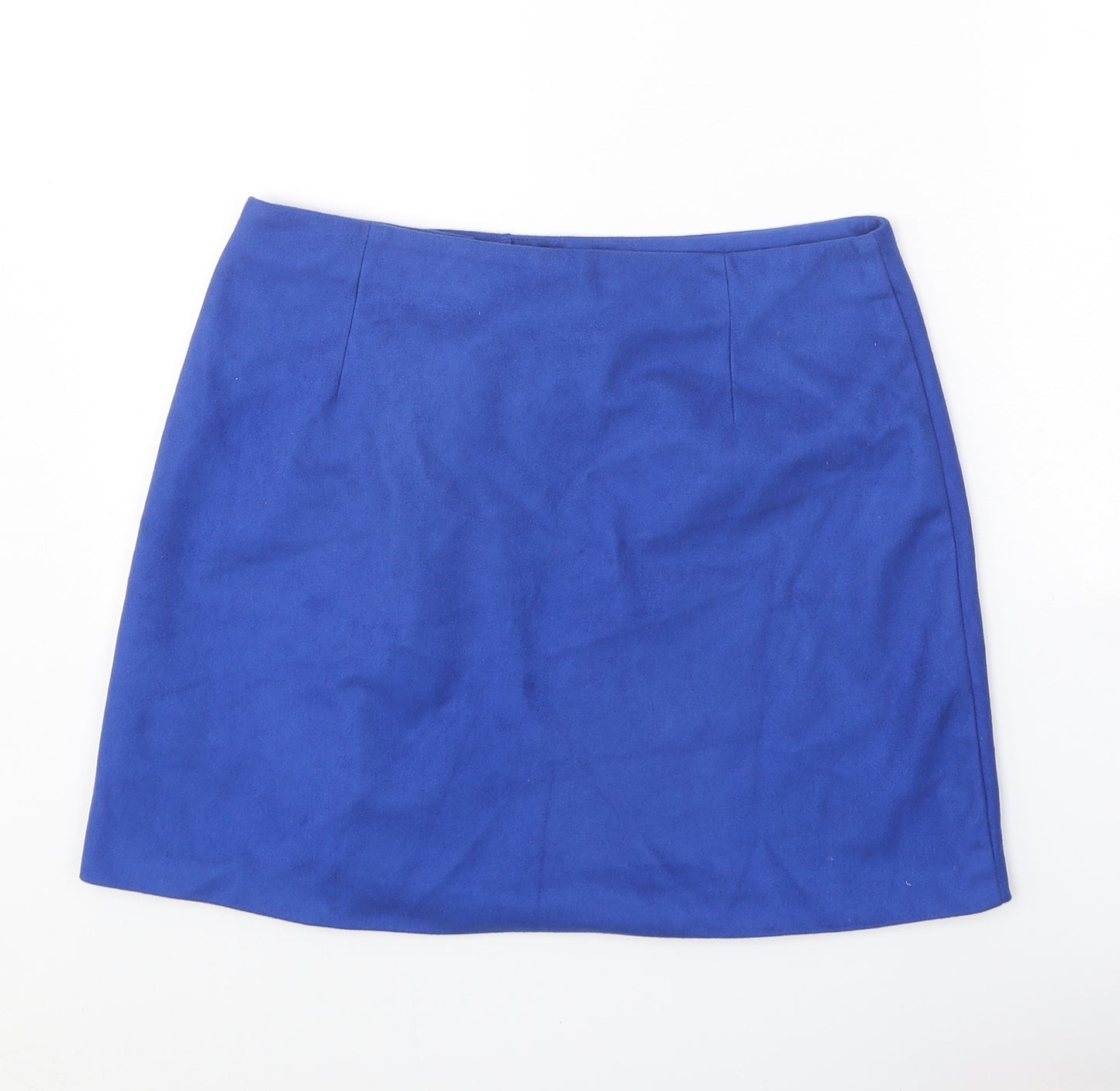 Primark Womens Blue Polyester A-Line Skirt Size 12 Button