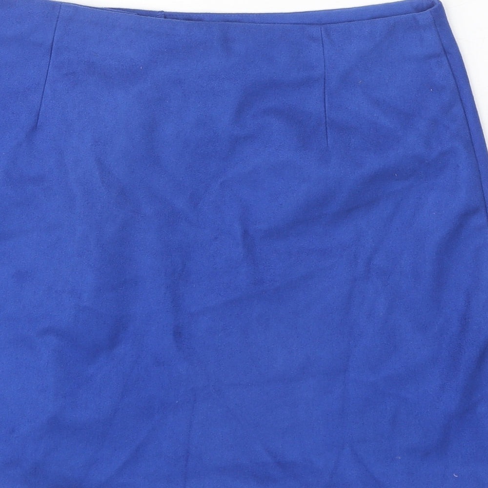 Primark Womens Blue Polyester A-Line Skirt Size 12 Button