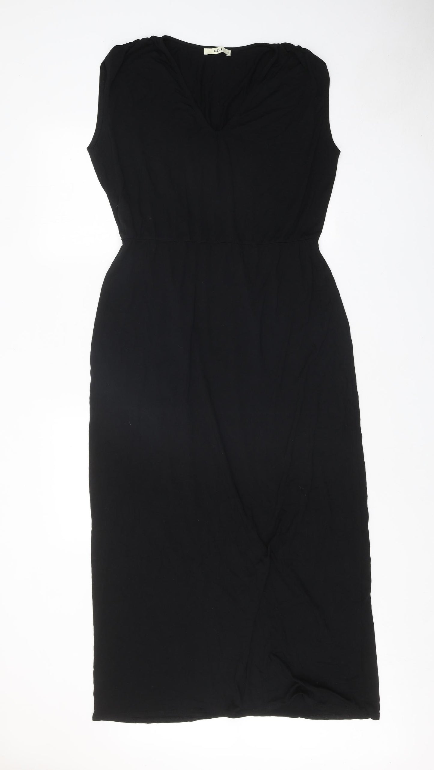 Oasis Womens Black Viscose A-Line Size M V-Neck Pullover