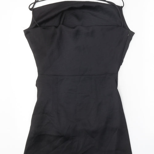 Zara Womens Black Polyester A-Line Size M Cowl Neck Zip