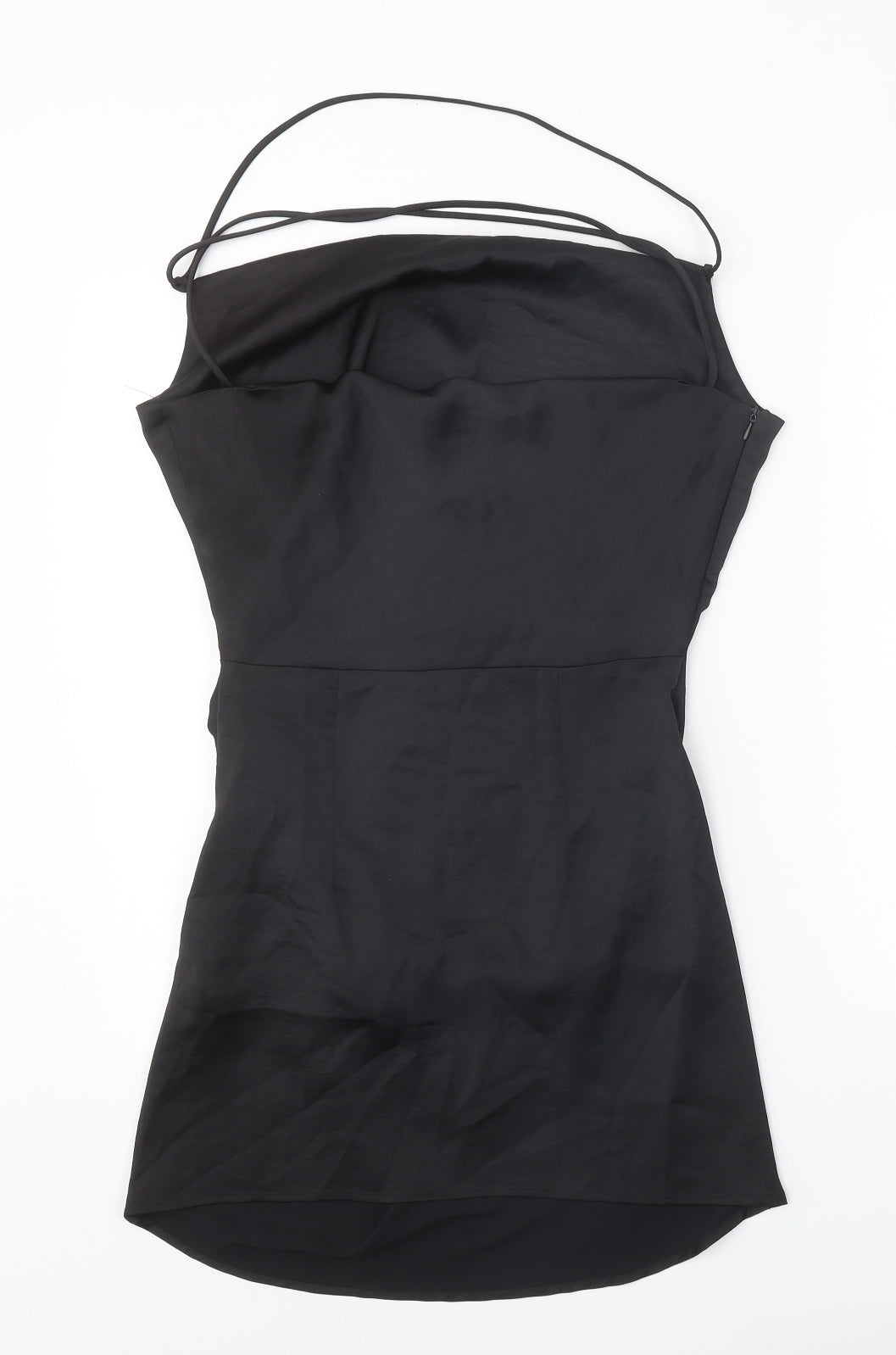 Zara Womens Black Polyester A-Line Size M Cowl Neck Zip