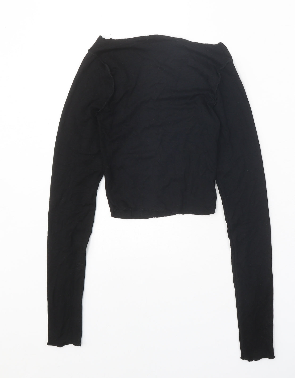 Stradivarius Womens Black Viscose Basic T-Shirt Size S Boat Neck