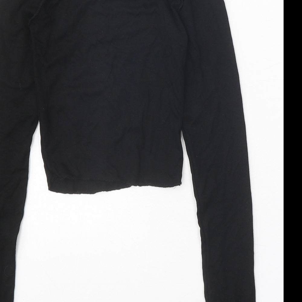 Stradivarius Womens Black Viscose Basic T-Shirt Size S Boat Neck